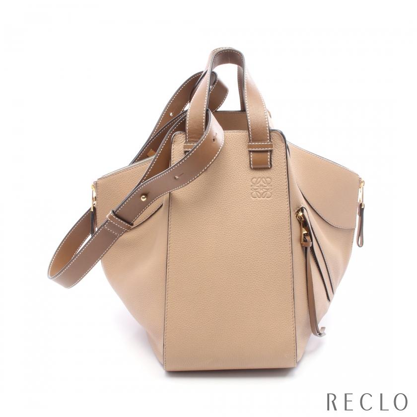 ロエベ LOEWE ハンモック ミディアム ハンドバッグ レザー ベージュ