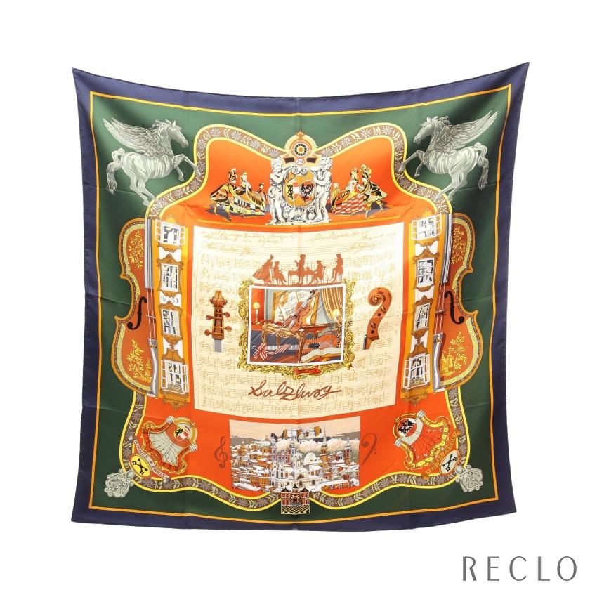 HERMES（エルメス） カレ90 IN SALZBURG スカーフ シルク ネイビー