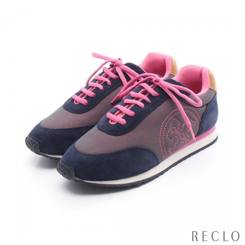 TORY BURCH（トリーバーチ） スニーカー ファブリック レザー ネイビー