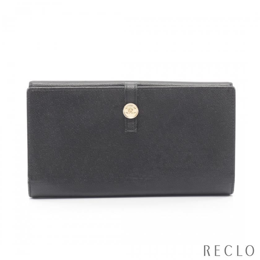 シャネル CHANEL ココボタン 二つ折り長財布 財布 レザー レディース ブラック系 A20905 【中古】 CHANEL（シャネル） ココボタン 二つ折り長財布 Wホック財布 レザー