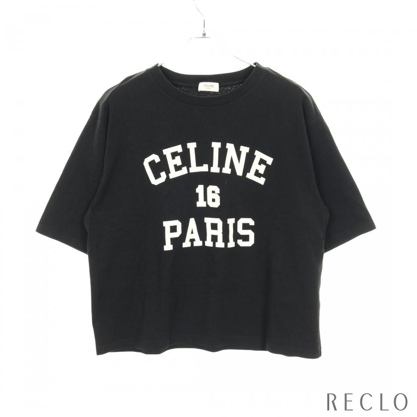 CELINE（セリーヌ） 半袖Tシャツ ロゴプリント コットン ブラック