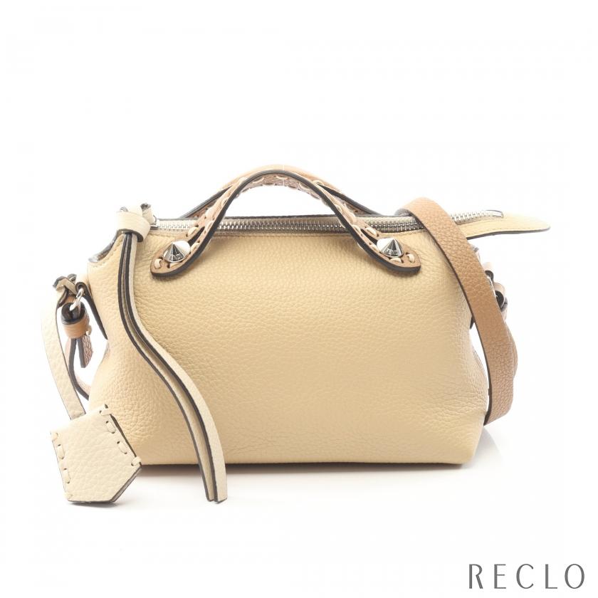 Fendi Salleria ベージュ レザー ショルダーバッグ バイ ザ ウェイ セレリア ミニ カーフレザー ベージュ | Fendi