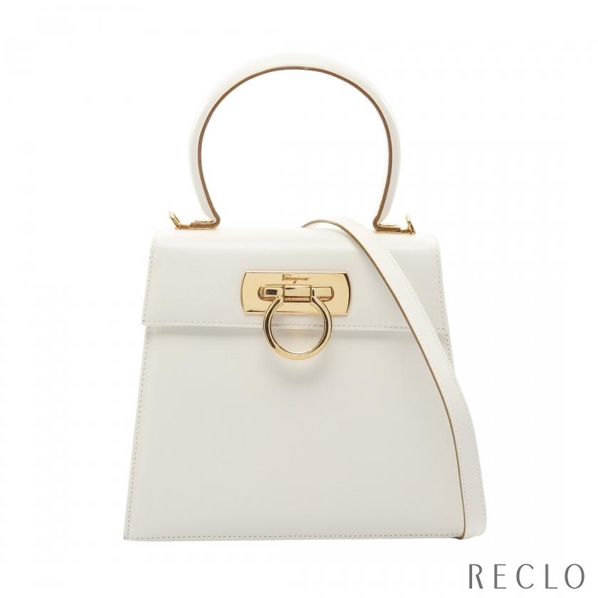 サルヴァトーレフェラガモ Salvatore Ferragamo ガンチーニ ハンドバッグ バッグ レザー レディース ホワイト系 21 2193 【中古】 FERRAGAMO（フェラガモ） サルヴァトーレフェラガモ Salvatore