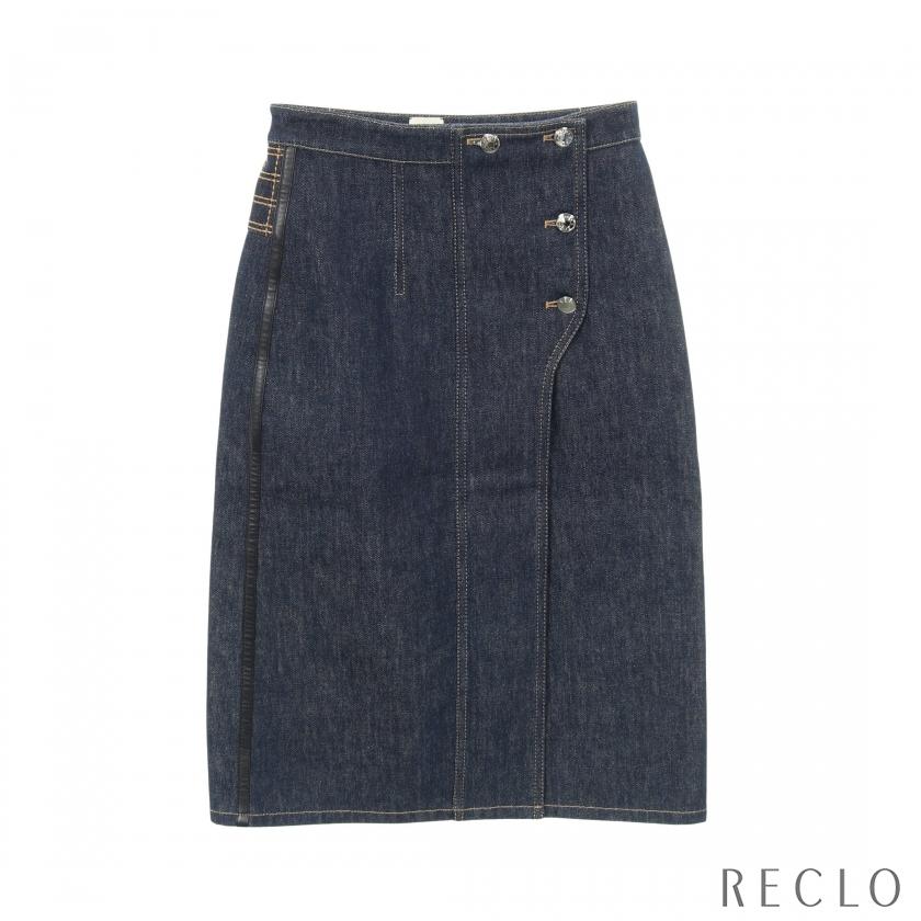 HERMES（エルメス） セリエボタン デニムスカート ラップスカート  