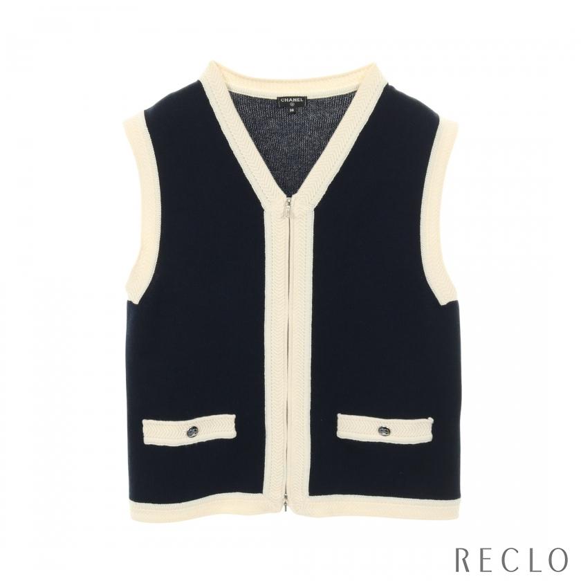 CHANEL（シャネル） ココマーク ニット ベスト カシミヤ ネイビー