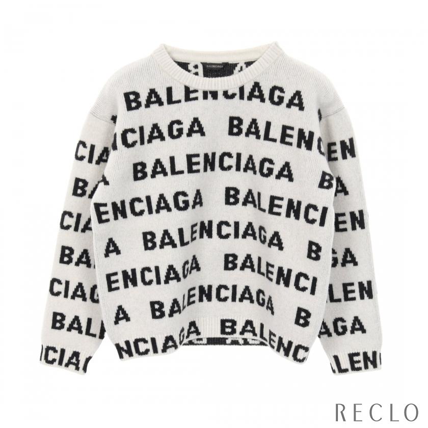 着用1回。BALENCIAGA ロゴクルーネックセーター　Mサイズ相当 BALENCIAGA（バレンシアガ） ニット クルーネック 長袖 ロゴ総柄