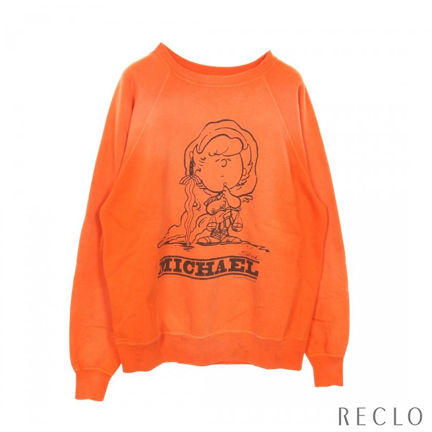 セントマイケル クルーネック ヴィンテージ加工 プリント スウェット トレーナー セント マイケル SAINT MICHAEL スウェットシャツ クルーネック