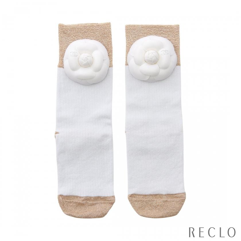 新品 CHANEL シャネル ソックス ホワイト ココマーク CHANEL（シャネル） カメリア ココマーク 靴下 ソックス 小物 ビス