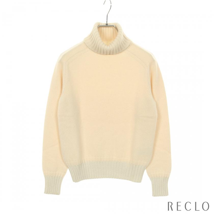 エルメス　イエロー タートルネック ニット 長袖 HERMES（エルメス） ニット タートルネック カシミヤ モヘヤ シルク