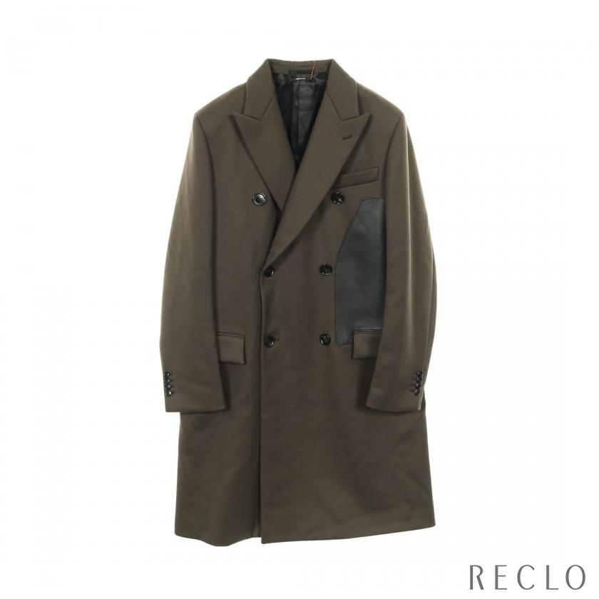 HERMES（エルメス） チェスターコート ウール レザー グレーブラウン