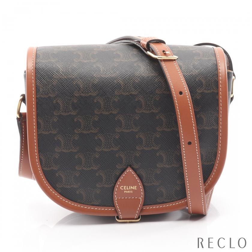 セリーヌ CELINE フォルコ ミディアムバッグ トリオンフ ショルダーバッグ バッグ PVCコーティングキャンバス レザー レディース ブラック系 / ブラウン系 191502BZJ04LU 【新品】 CELINE（セリーヌ） フォルコ ミディアムバッグ トリオンフ ショルダー