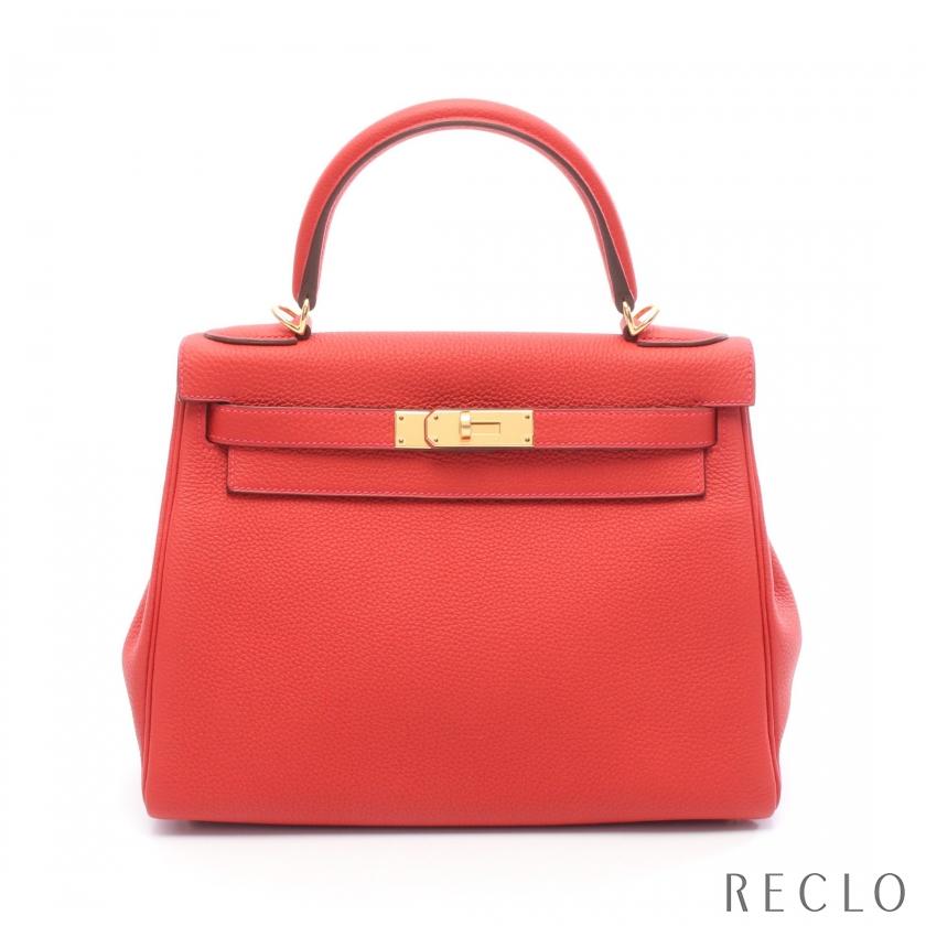 エルメス HERMES ケリー28 ヴァーミリオン ハンドバッグ バッグ トゴ トゴ レディース レッド系 【中古】 HERMES（エルメス） ケリー28 ヴァーミリオン ハンドバッグ トゴ