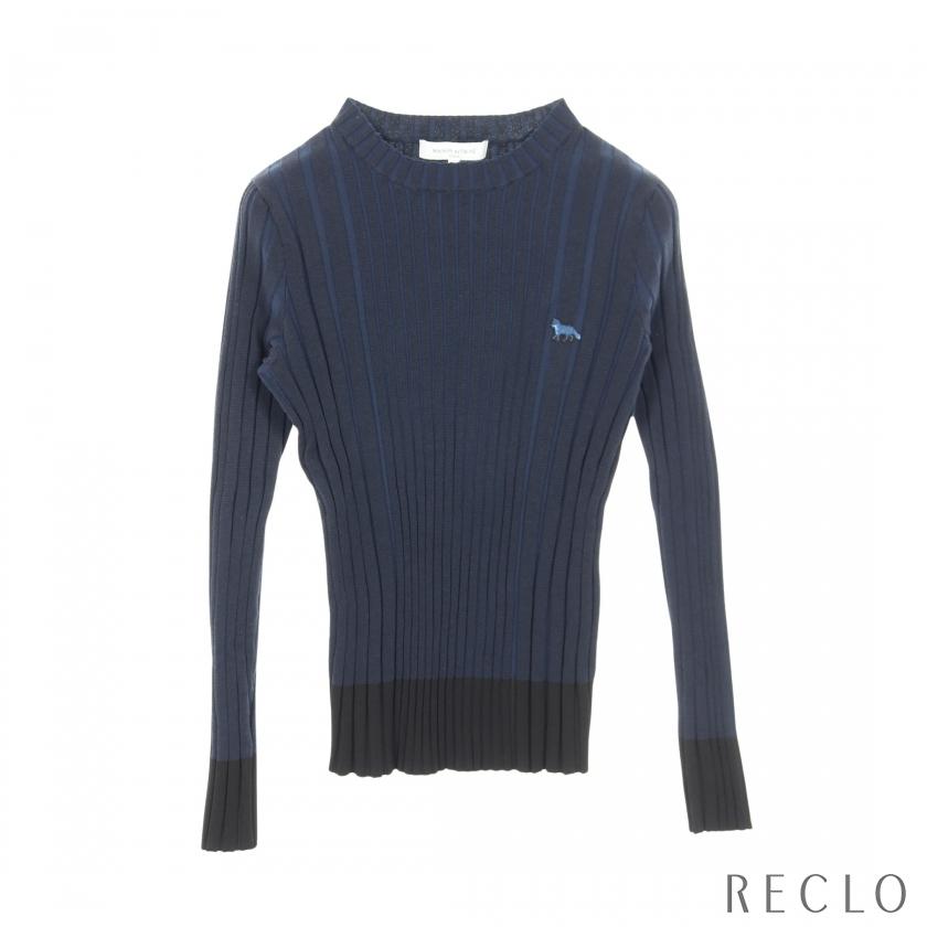 メゾンキツネ MAISON KITSUNE リブ ニット クルーネック フォックス