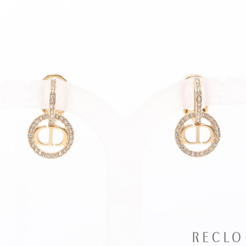 Diorロゴピアス GP×ラインストーン ゴールド ハート Christian Dior クリスチャンディオール ハート モチーフ ライン