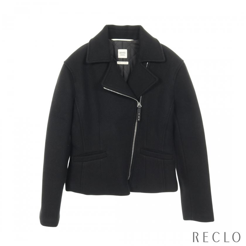 HERMES（エルメス） ライダースジャケット カシミヤ ブラック 3H0208DW