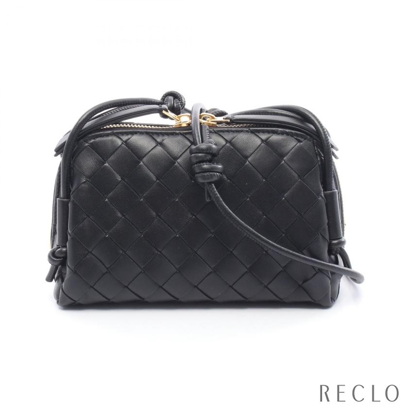 【中古】ボッテガヴェネタ BOTTEGA VENETA ショルダーバッグ ハラコ レザー イントレチャート 黒 ブラック BOTTEGA VENETA（ボッテガ・ヴェネタ） イントレチャート ショルダー