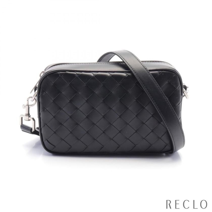 美品　ボッテガヴェネタ　イントレチャート　ショルダーバッグ　レザー　本革　黒 BOTTEGA VENETA（ボッテガ・ヴェネタ） イントレチャート ショルダー