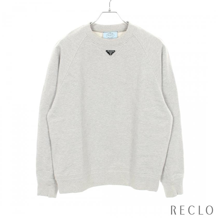 【極美品】PRADA グレースウェット 現行品　トライアングルロゴプレート PRADA（プラダ） スウェットシャツ クルーネック 長袖 コットン グレー