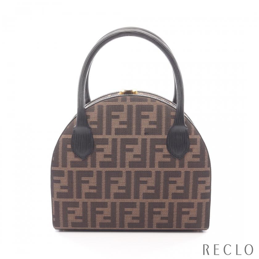 中古 フェンディ ハンドバッグ ズッカ レディース ブラウン ブラック ベージュ 茶色 キャンバス レザー FENDI（フェンディ） ズッカ ハンドバッグ キャンバス レザー ブラウン