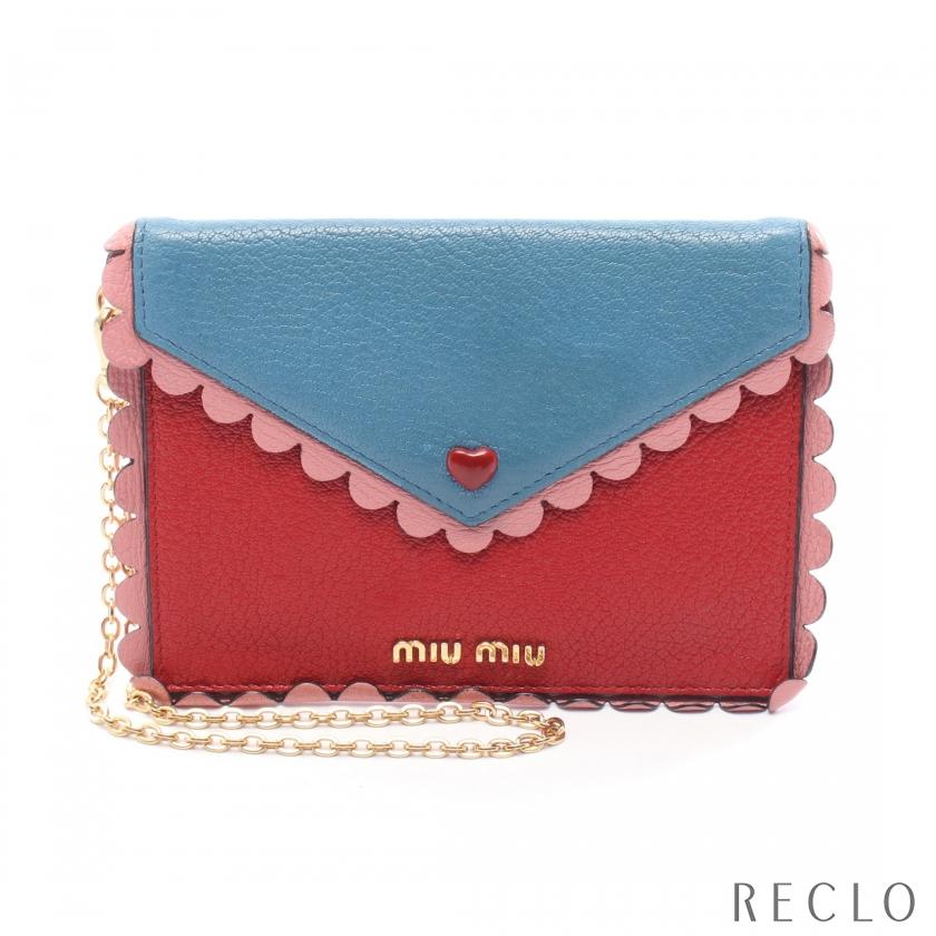 miu miu（ミュウミュウ） miu miu HEART MADRAS POUCH クラッチバッグ