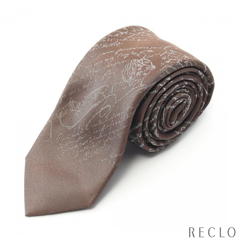 Berluti（ベルルッティ） ネクタイ 総柄 シルク ブラウン レディース