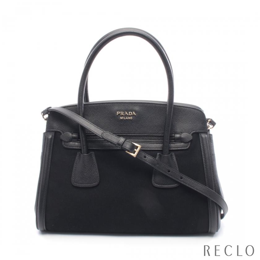 PRADA（プラダ） PRADA CANAPA+SAFFIANO ハンドバッグ キャンバス