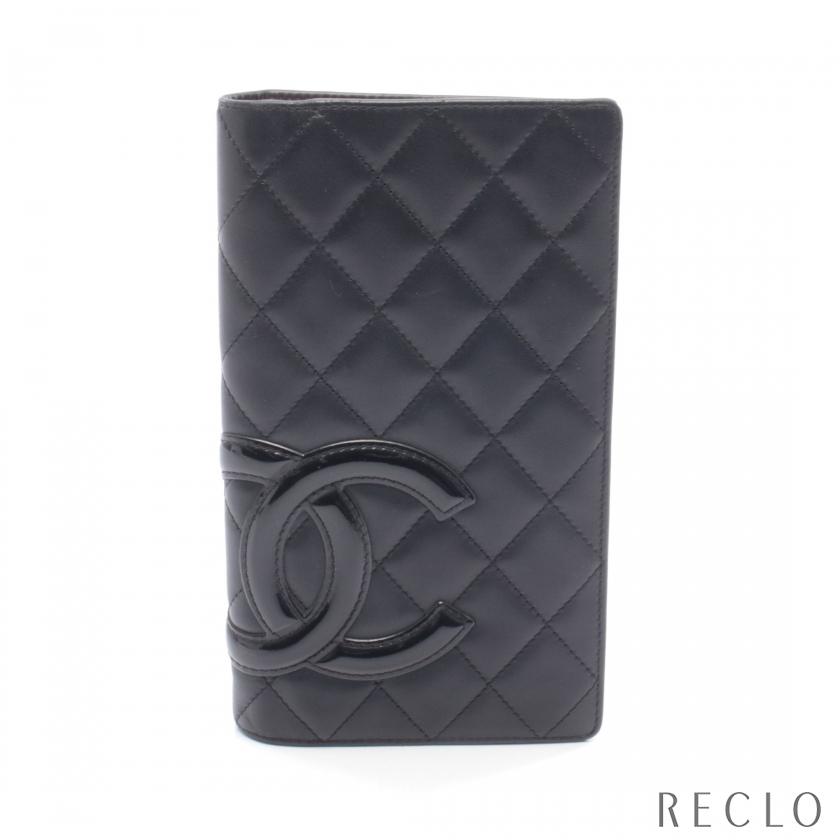 CHANEL（シャネル） カンボンライン 二つ折り長財布 レザー エナメル