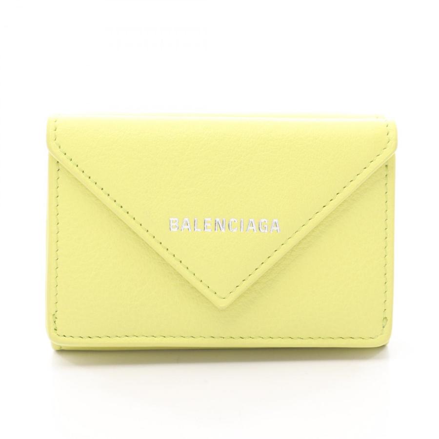 バレンシアガペーパーミニウォレットミニ財布イエローBALENCIAGA BALENCIAGA（バレンシアガ） ペーパーミニウォレット 三つ折り財布