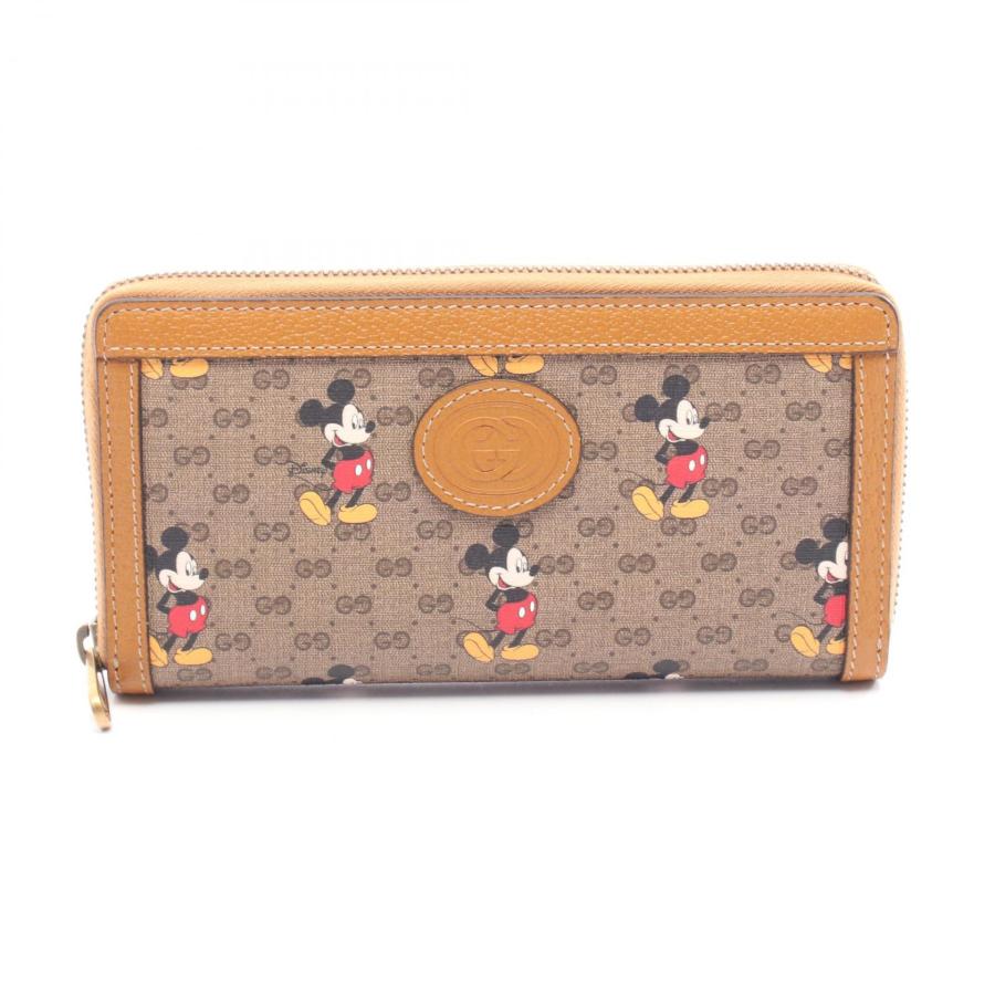 グッチ GUCCI GUCCI × Disney ミッキーマウス ミニGGスプリーム ラウンド長財布 財布 レザー PVC メンズ レディース ベージュ系 / ブラウン系 / マルチカラー 602532 【中古】 GUCCI（グッチ） GUCCI GUCCI × Disney ミッキーマウス ミニGG