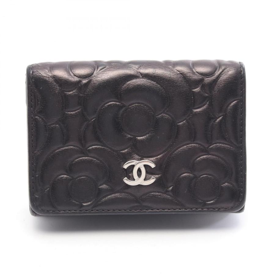 【ブランドMATU】CHANEL カメリア 三つ折財布 CHANEL（シャネル） カメリア ココマーク 三つ折り財布 財布 レザー