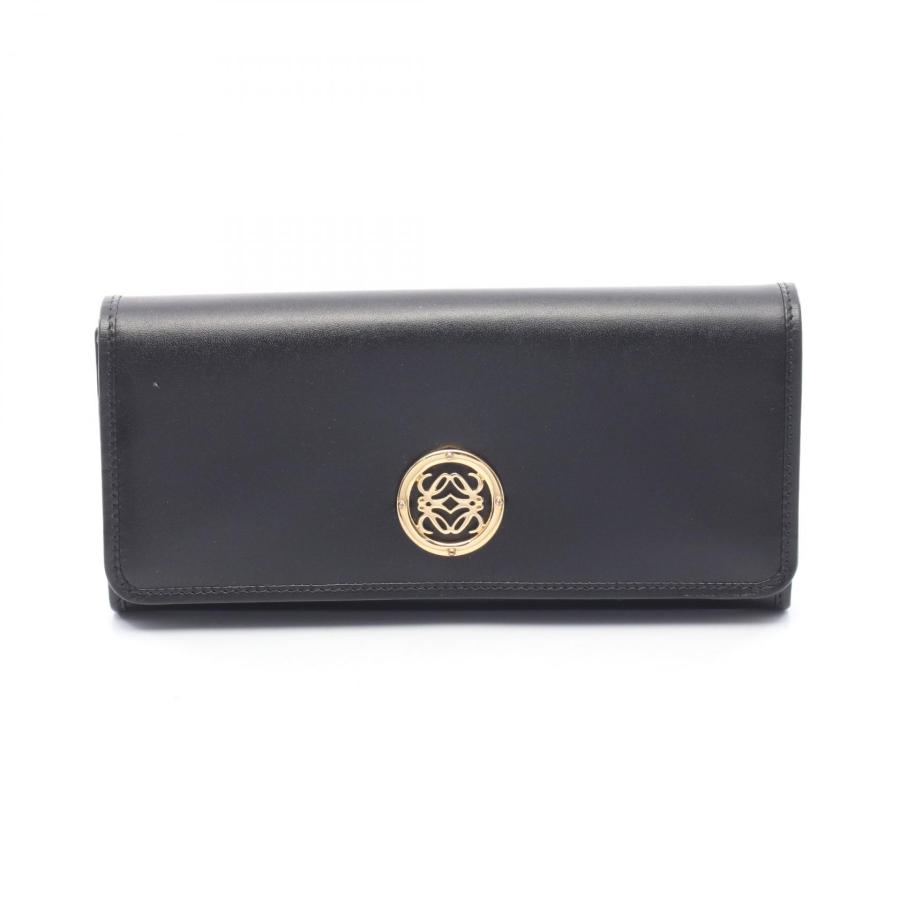 LOEWE（ロエベ） アナグラム 二つ折り長財布 財布 レザー ブラック系