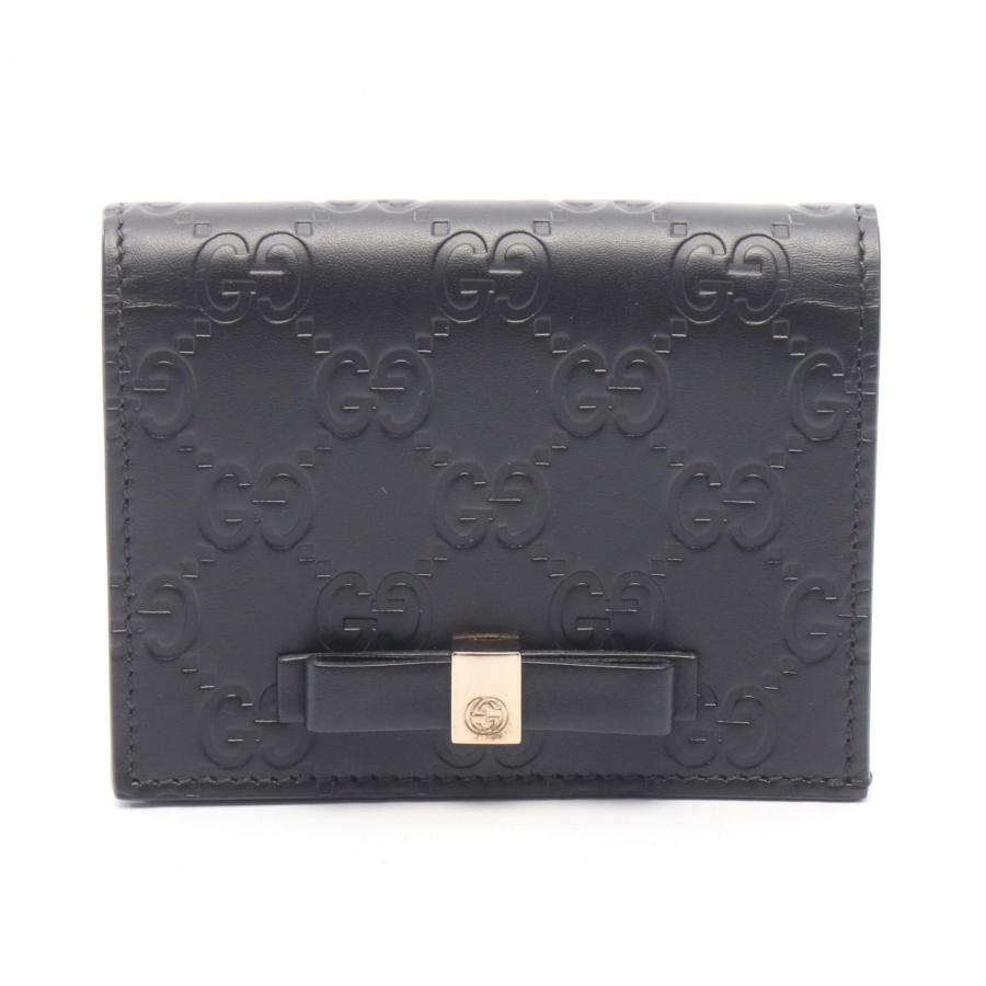 GUCCI グッチ 二つ折り財布 レザー 本革 ブラック クリップ 男女兼用 GUCCI（グッチ） グッチシマ 二つ折り財布 財布 レザー ブラック系