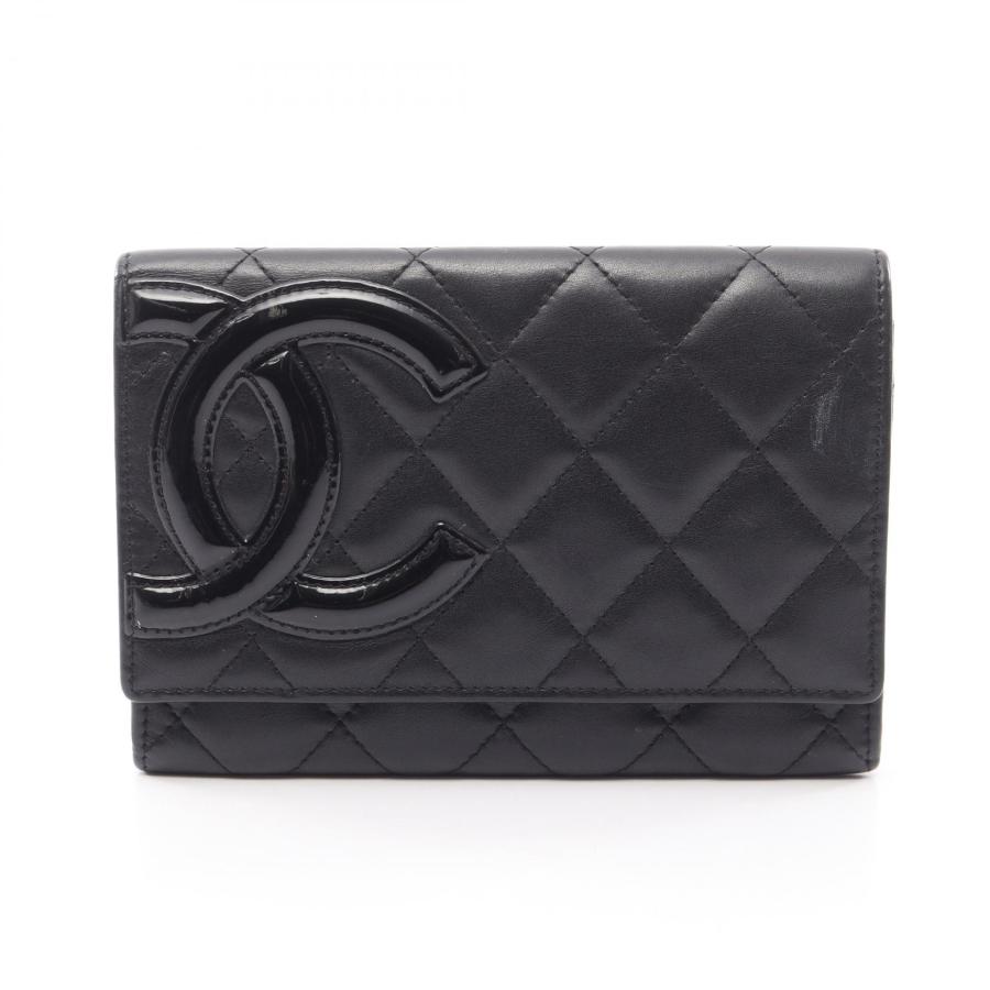 CHANEL カンボンライン 二つ折り財布 ブラック CHANEL（シャネル） カンボンライン 二つ折り財布 財布 レザー