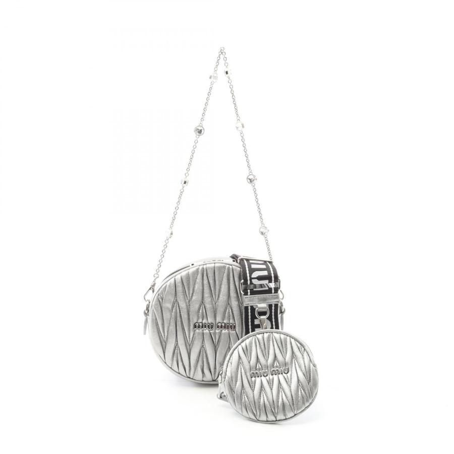 MIU MIU マテラッセ ショルダーバッグ　シルバー ミュウ Miu マテラッセ ショルダーバッグ バッグ レザー シルバー系