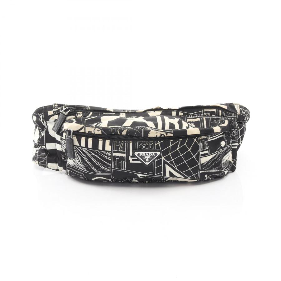 ☆超美品☆PRADA コミックプリント ボディーバッグ ウエストバッグ ブラック PRADA（プラダ） PRADA TESSUTO COMICS ウエストバッグ ボディバッグ