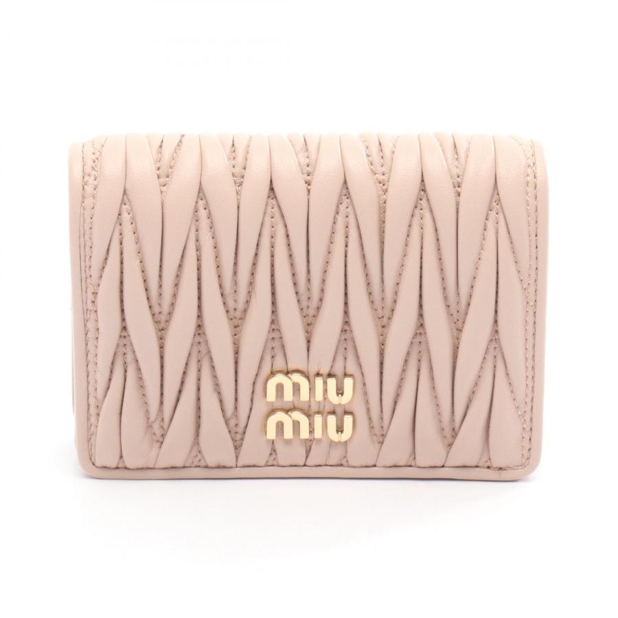 ミュウ Miu マテラッセ 二つ折り財布 財布 レザー ピンク系