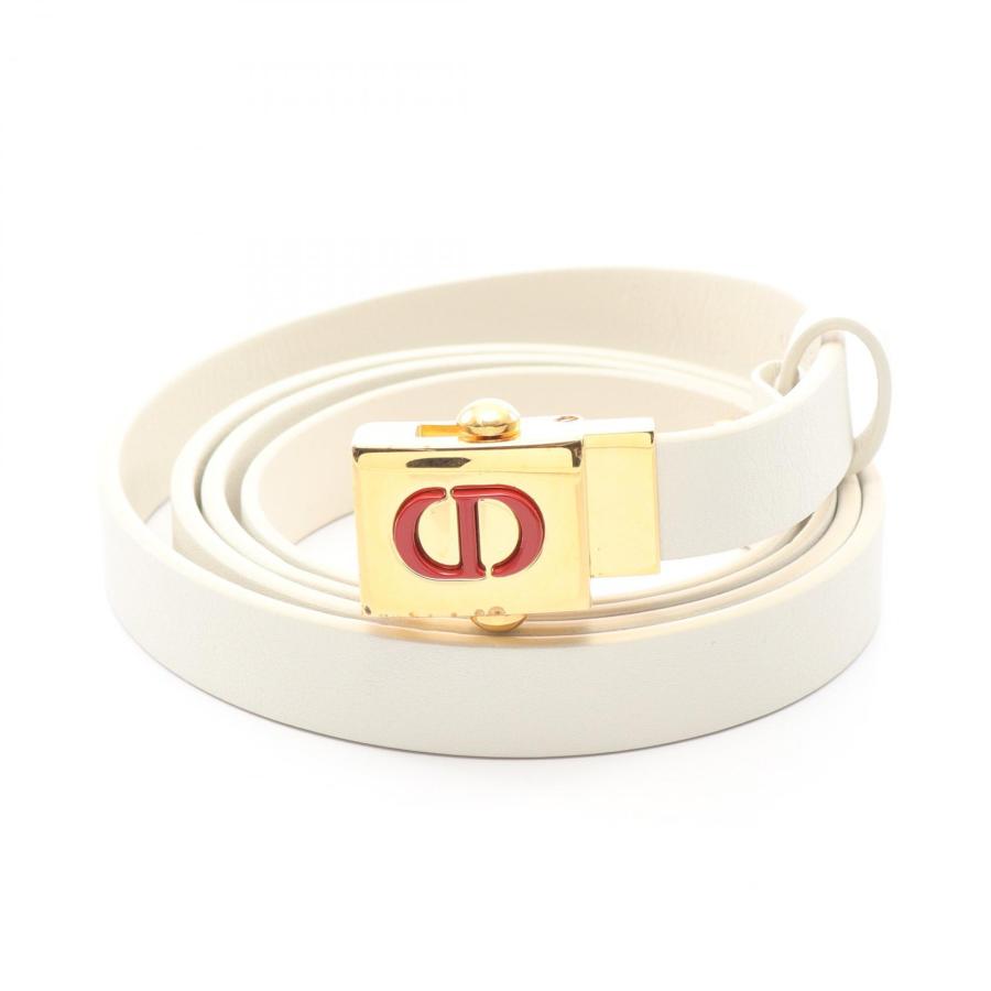 ディオール Dior CDロゴ ベルト 衣料品 レザー ホワイト系 【中古