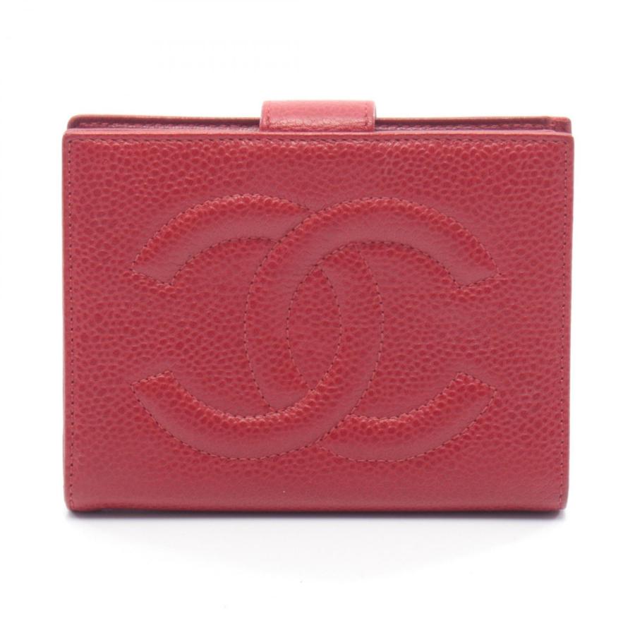 CHANEL（シャネル） ココマーク Wホック財布 財布 レザー レッド系