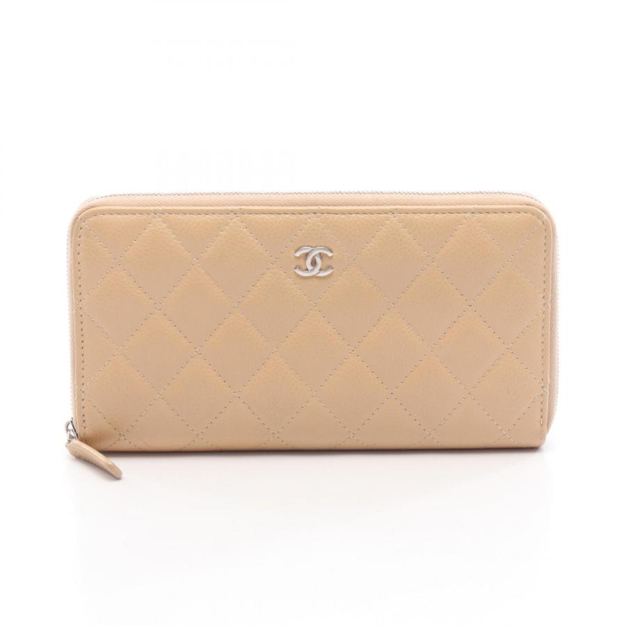 美品　CHANEL 長財布 ベージュ CHANEL（シャネル） クラシック ロング ジップ ウォレット ラウンド長