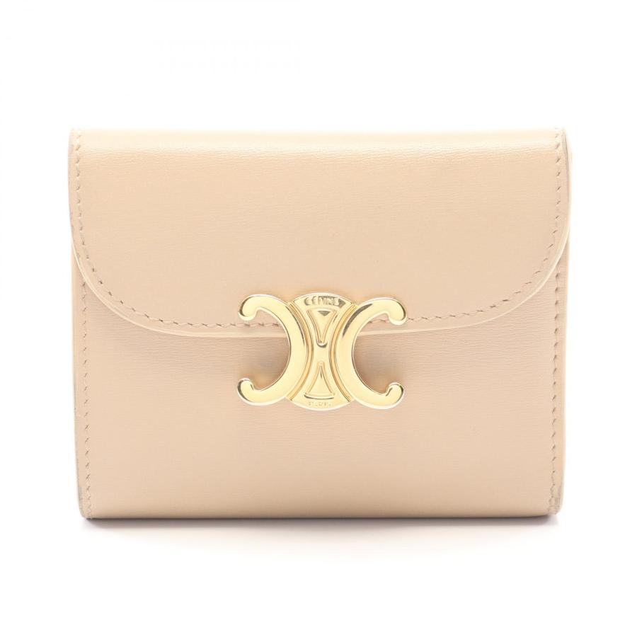 セリーヌ CELINE トリオンフ スモールフラップウォレット 三つ折り財布 財布 レザー レディース ベージュ系 10D783DPV 【中古】 CELINE（セリーヌ） トリオンフ スモールフラップウォレット 三つ折り