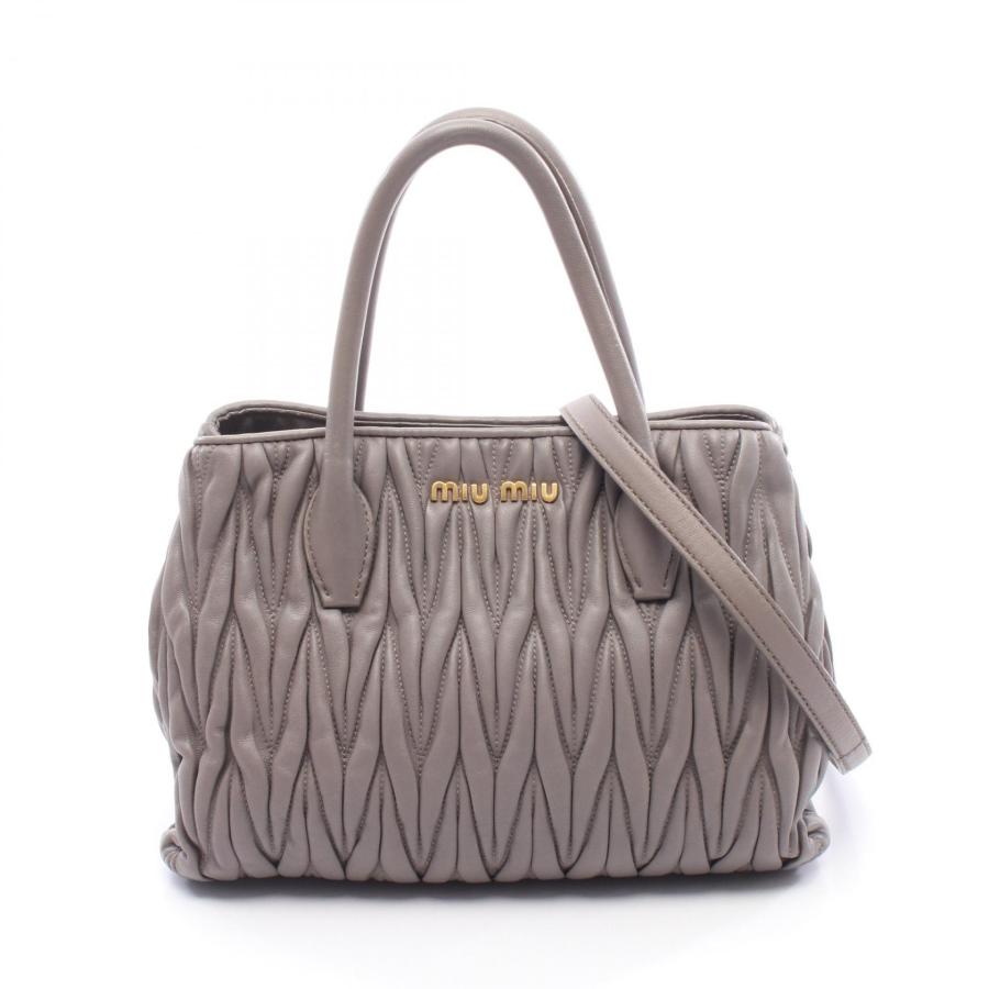 ミュウ Miu MATELASSE マテラッセ ハンドバッグ バッグ レザー グレー