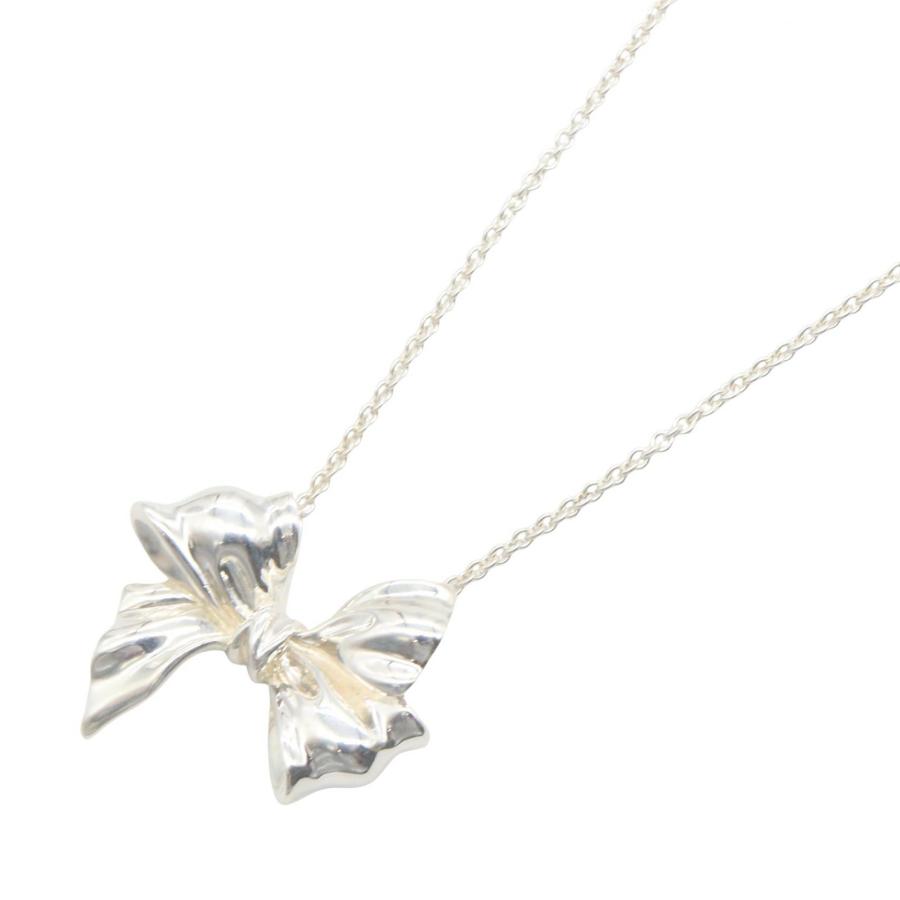 良品 Tiffany ティファニー リボンネックレス ペンダント シルバー SV TIFFANY&Co.（ティファニー） TIFFANY＆CO リボン ネックレス