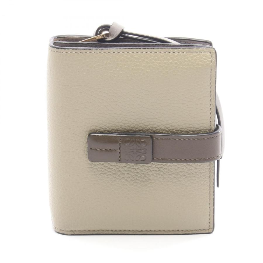 ロエベ LOEWE コンパクト ジップ ウォレット 二つ折り財布 財布 レザー レディース グリーン系 / カーキ系 / グレー系 C660Z41X01 【中古】 LOEWE（ロエベ） コンパクト ジップ ウォレット 二つ折り財布 財布
