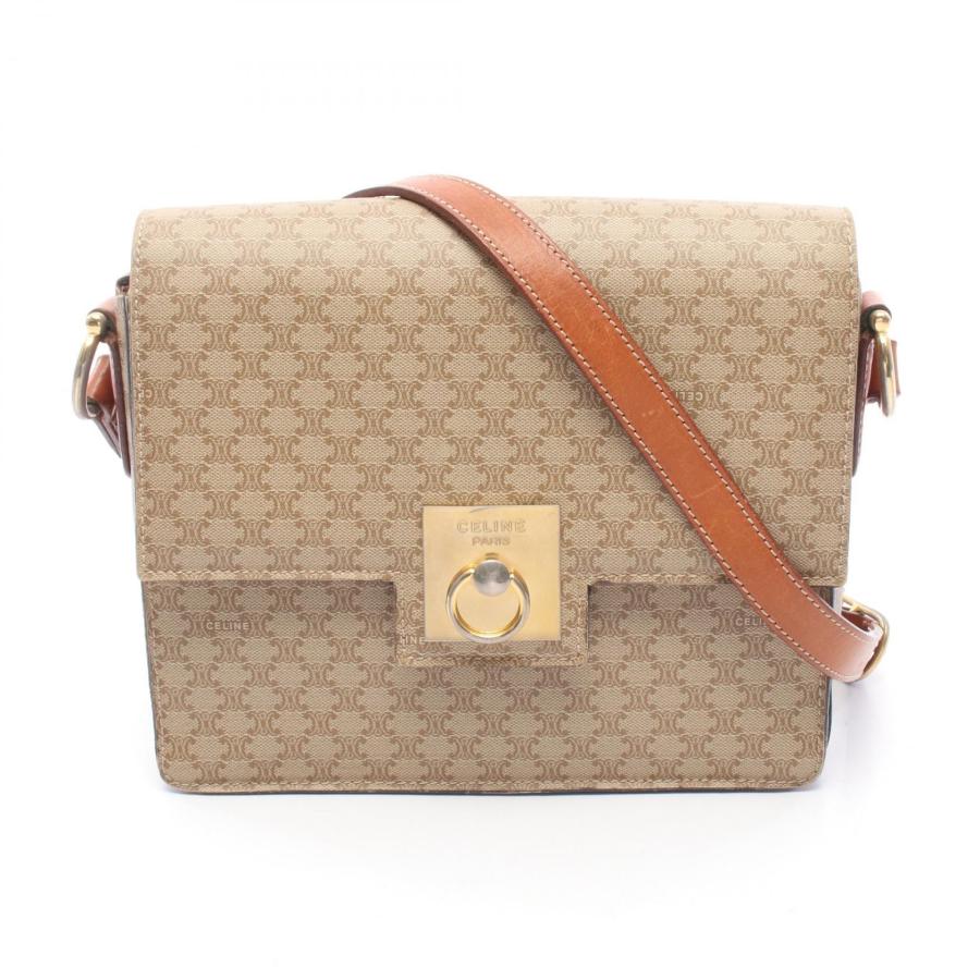 セリーヌ CELINE マカダム ショルダーバッグ バッグ PVCコーティングキャンバス レザー レディース ベージュ系 / ブラウン系 【中古】 CELINE - セリーヌ CELINE マカダム ショルダーバッグ バッグ PVC