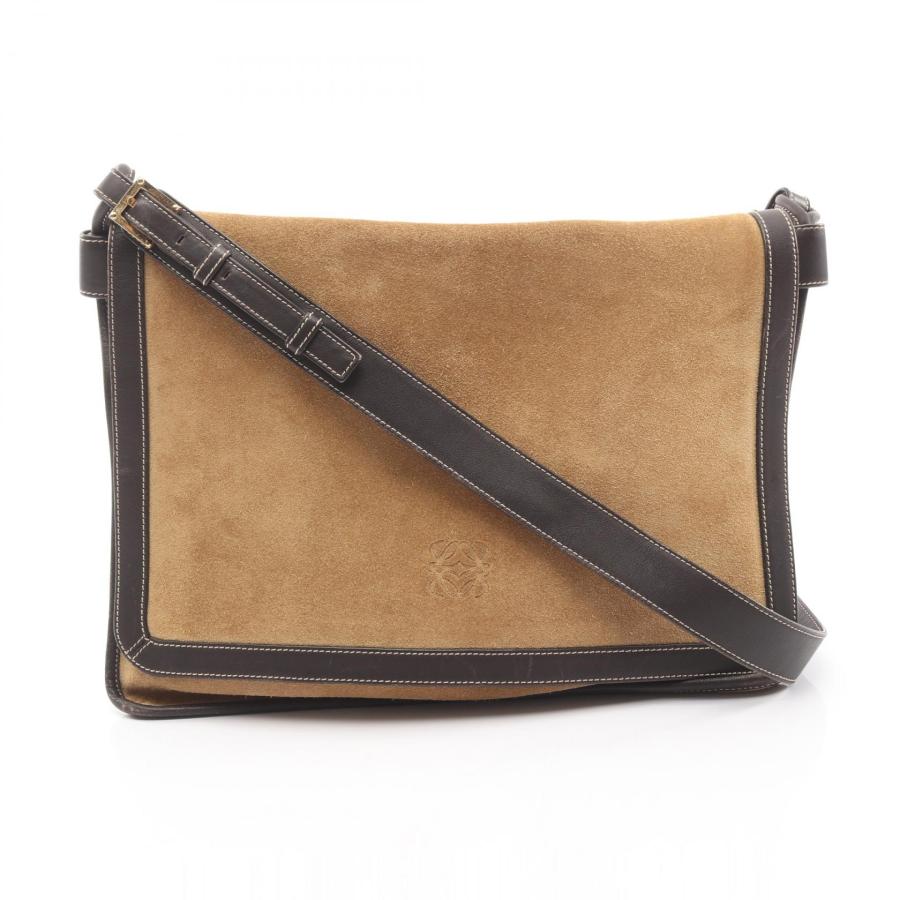 LOEWE ロエベ アナグラム ショルダーバッグ スエード スウェード ワンショルダー レザー 本革 ゴールド金具 ベージュ アイボリー 薄茶 白 A4収納可能 レディース LOEWE（ロエベ） アナグラム ショルダーバッグ バッグ スウェード