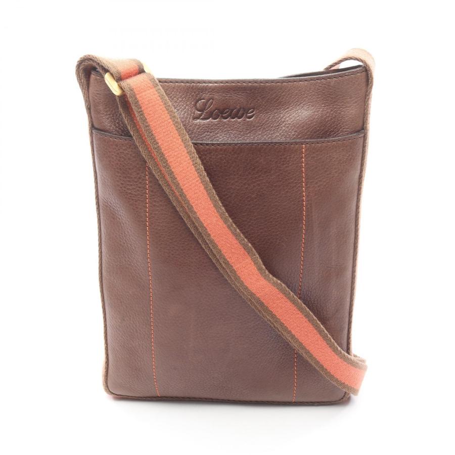 Loewe ブラウンレザーショルダーバッグ LOEWE（ロエベ） ショルダーバッグ バッグ レザー ブラウン系 【中古