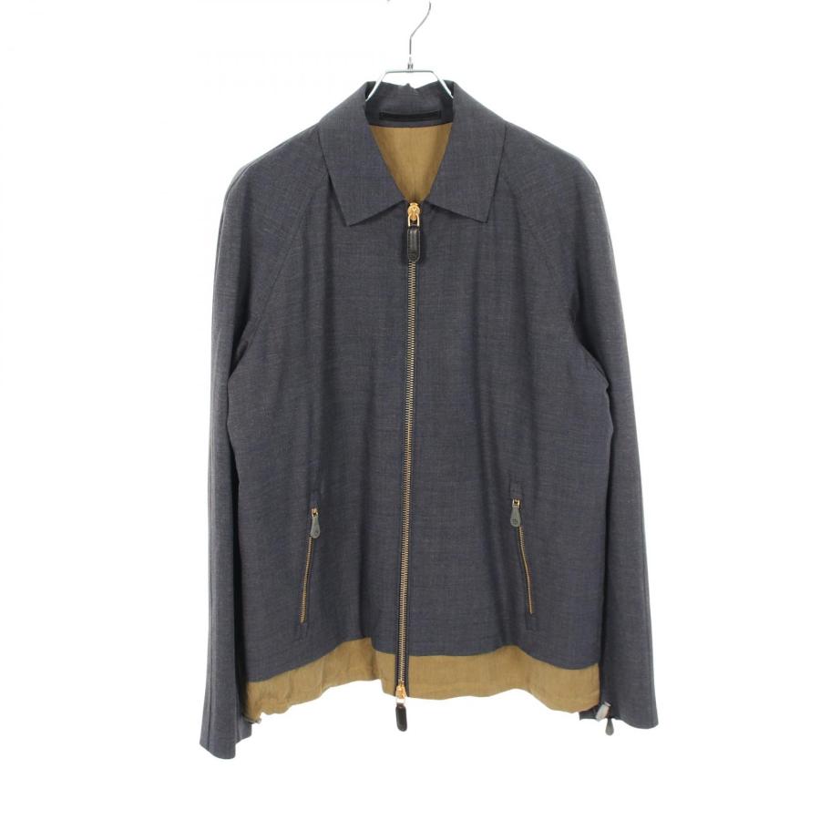 ジョルジオアルマーニ GIORGIO ARMANI 襟付きレイヤード ジャケット ブルゾン 衣料品 アウター ウール メンズ ネイビー系 / カーキ系 1WGOB05R T02P2 【中古】 ジョルジオアルマーニ GIORGIO ARMANI 襟付きレイヤード ジャケット