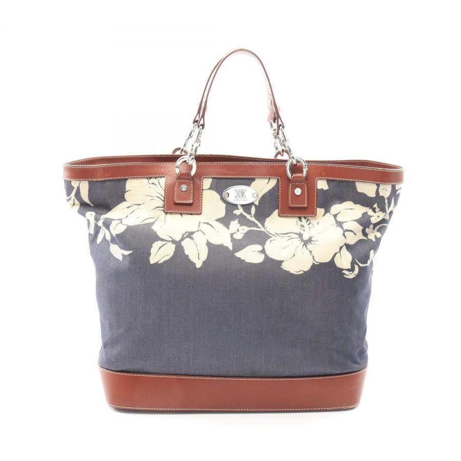 CELINE（セリーヌ） 爆買 花柄 トートバッグ バッグ デニム ネイビー系
