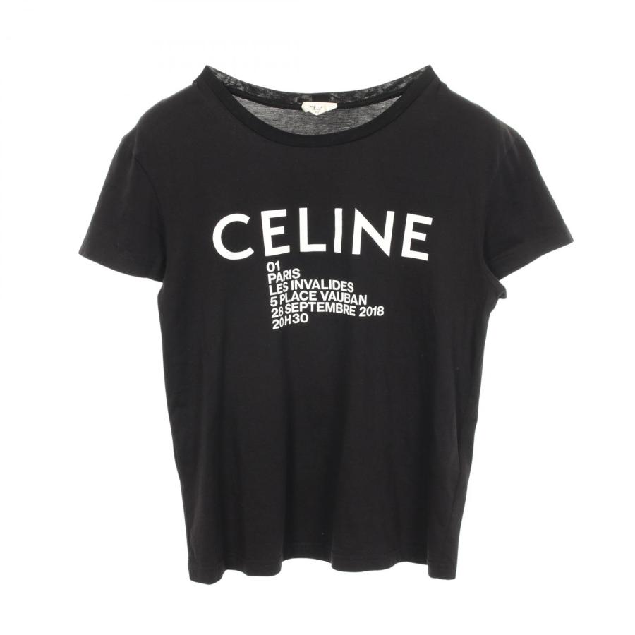 新品未使用 セリーヌ ロゴTシャツ CELINE 黒　S Tシャツ レディース CELINE（セリーヌ） ロゴプリント クルーネック 半袖Tシャツ 衣料品