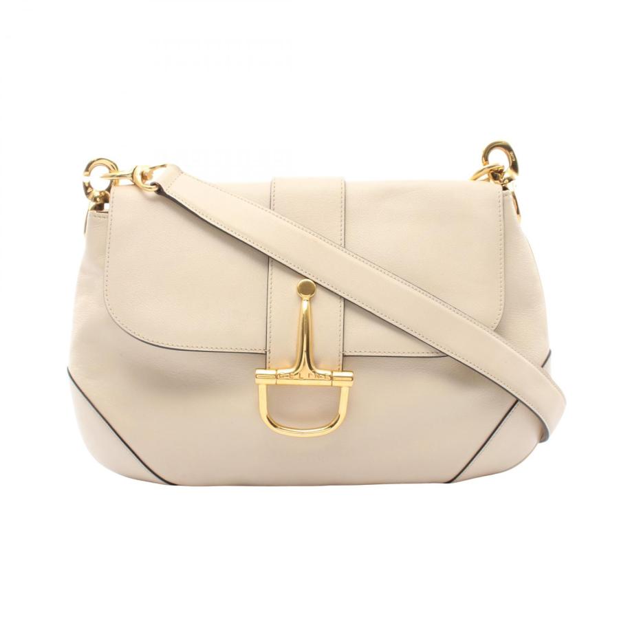 新品 CELINEロゴ入りショルダーバック 定価192500円 CELINE（セリーヌ） ロゴ ショルダーバッグ バッグ レザー アイボリー